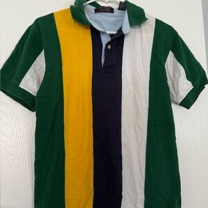 Vintage Style Mens Large Green and Yellow Striped Men's Shirt